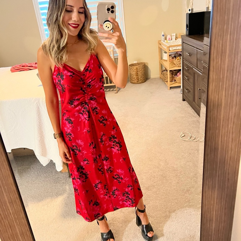 Floral Red Dress